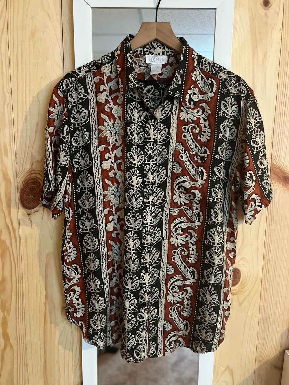 Karen Arnold Silk Aloha Button Down Shirt Like New